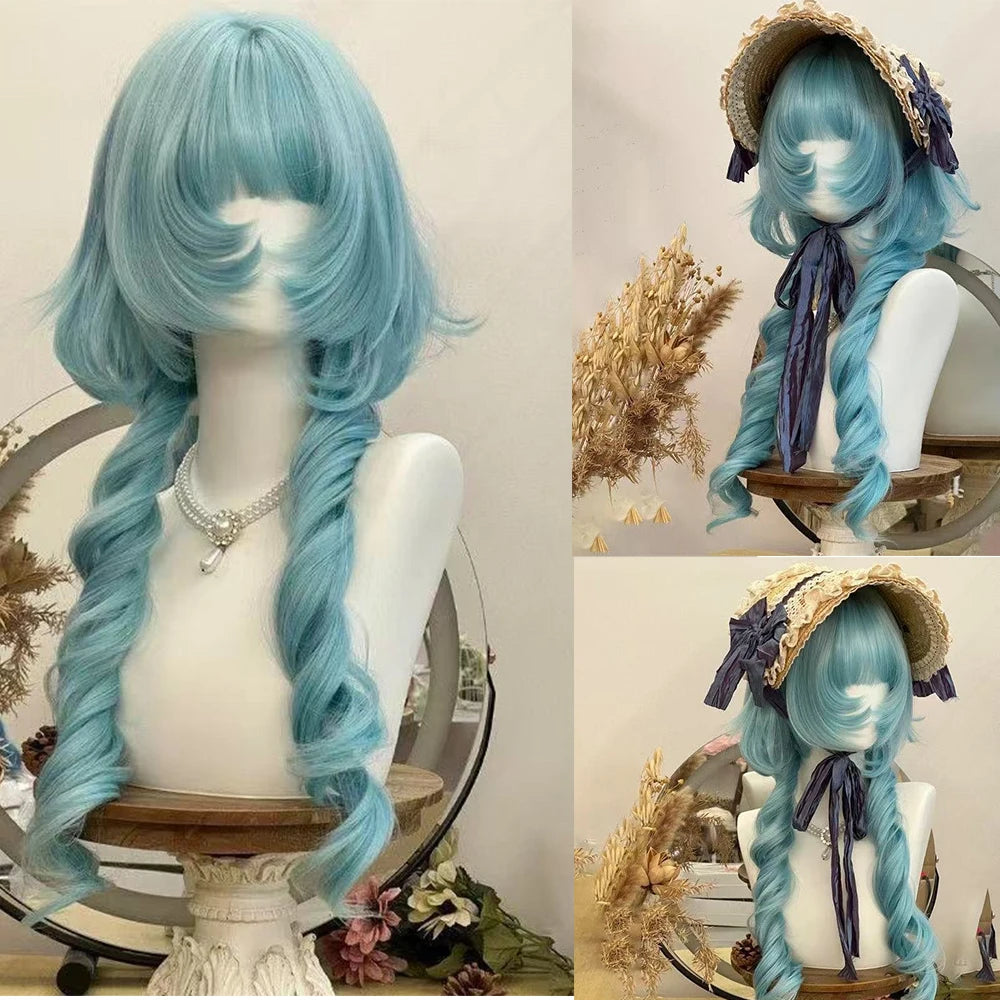 Double Curly Ponytail Wig Fluffy Curling Clip Perona Cosplay Wig for Women Christmas Party Natural Synthetic Hair Heat Resistant